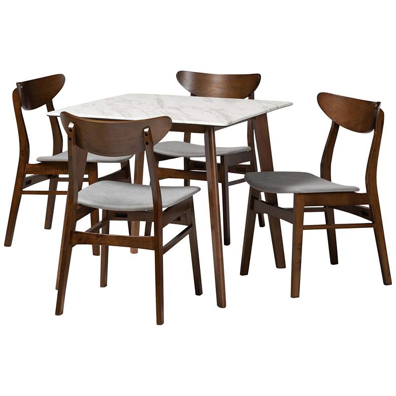 Image 1 Paras Walnut Brown Gray 5-Piece Dining Table and Chair Set