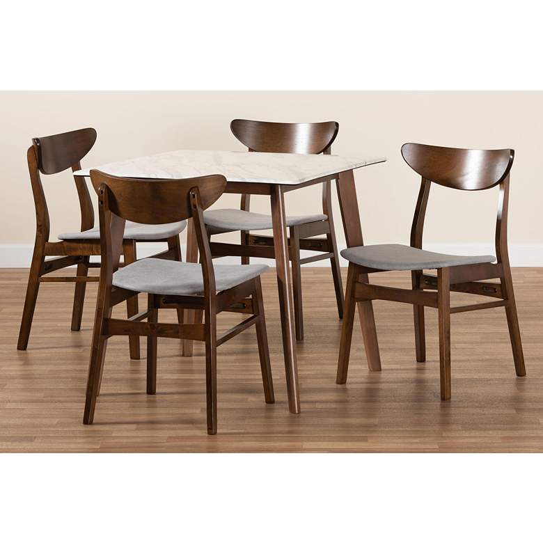 Image 7 Paras Walnut Brown Gray 5-Piece Dining Table and Chair Set more views