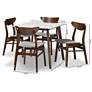 Paras Walnut Brown Gray 5-Piece Dining Table and Chair Set