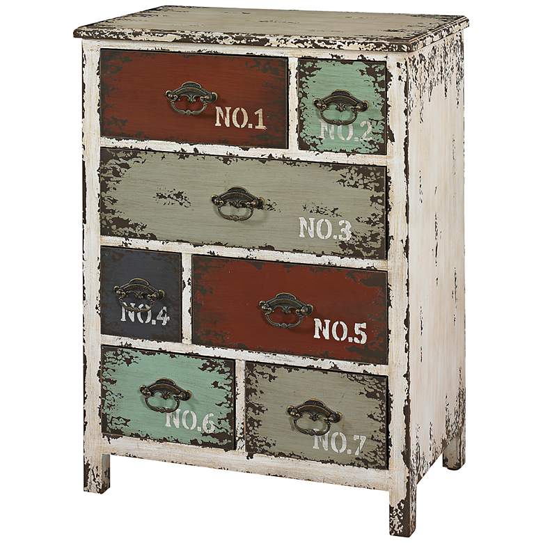 Image 1 Parcel Multi-Color Distressed 7-Drawer Accent Chest