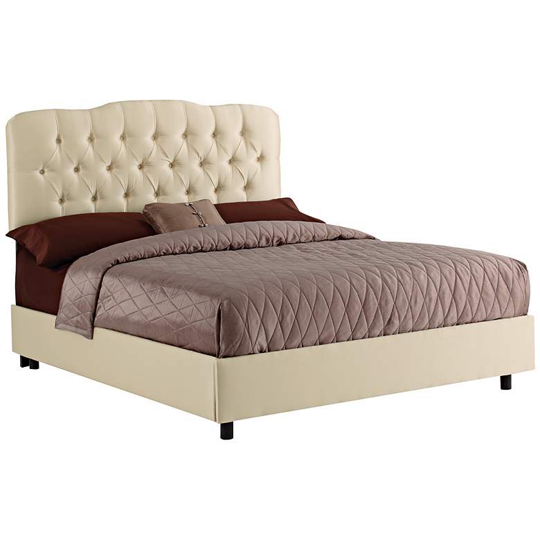 Image 1 Parchment Shantung Tufted Bed (Queen)