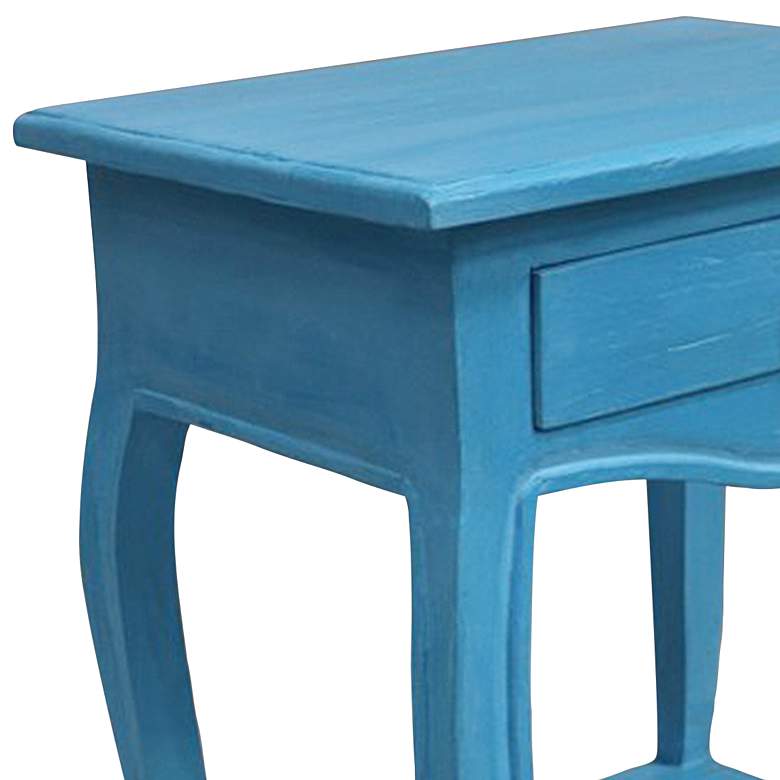 Image 2 Paris 17 3/4" Wide Antique Blue Wood 1-Drawer Side Table more views