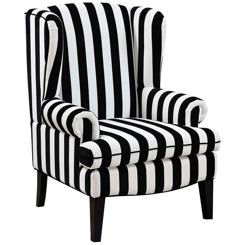 Image 1 Paris Black and White Velvet Wingback Occasional Chair