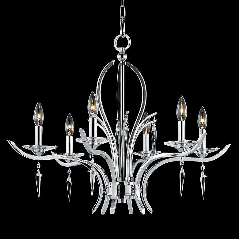 Image 1 Paris Chrome and Crystal 29 inch Wide 6-Light Chandelier