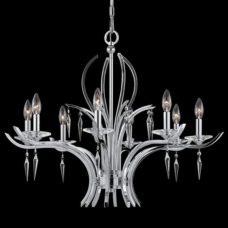 Image 1 Paris Chrome and Crystal 33 inch Wide 8-Light Chandelier