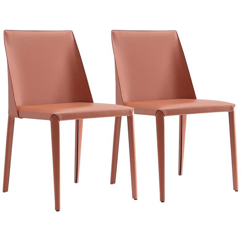 Image 1 Paris Clay Saddle Leather Dining Chairs Set of 2