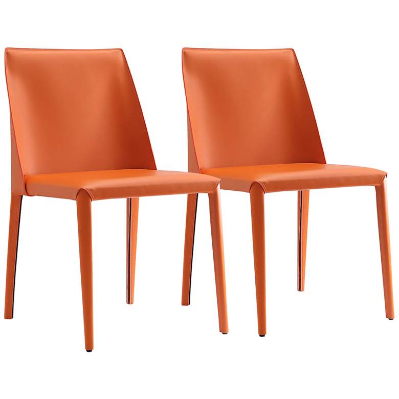 Image 1 Paris Coral Saddle Leather Dining Chairs Set of 2
