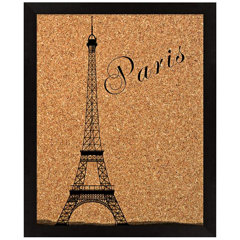 Image 1 Paris Eiffel Silkscreened 18 inch Wide Corkboard