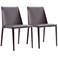 Paris Gray Saddle Leather Dining Chairs Set of 2