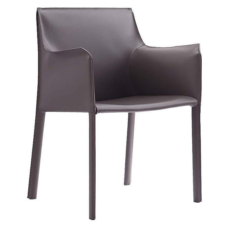 Image 1 Paris Grey Saddle Leather Armchair