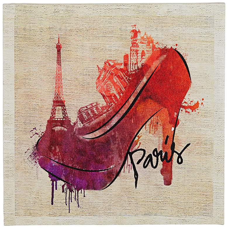 Image 1 Paris High Heel Skyline 20 inch Square Canvas Wall Art