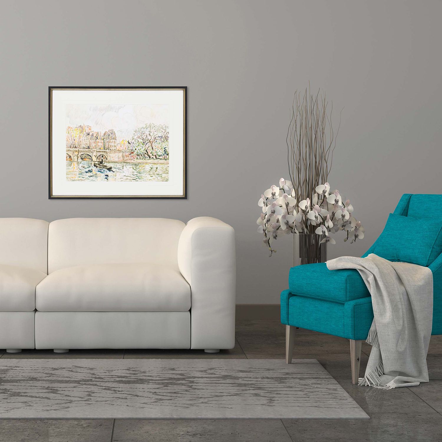 Image 2 Paris Le Place Dauphine 33"W x 27"H Framed Art more views