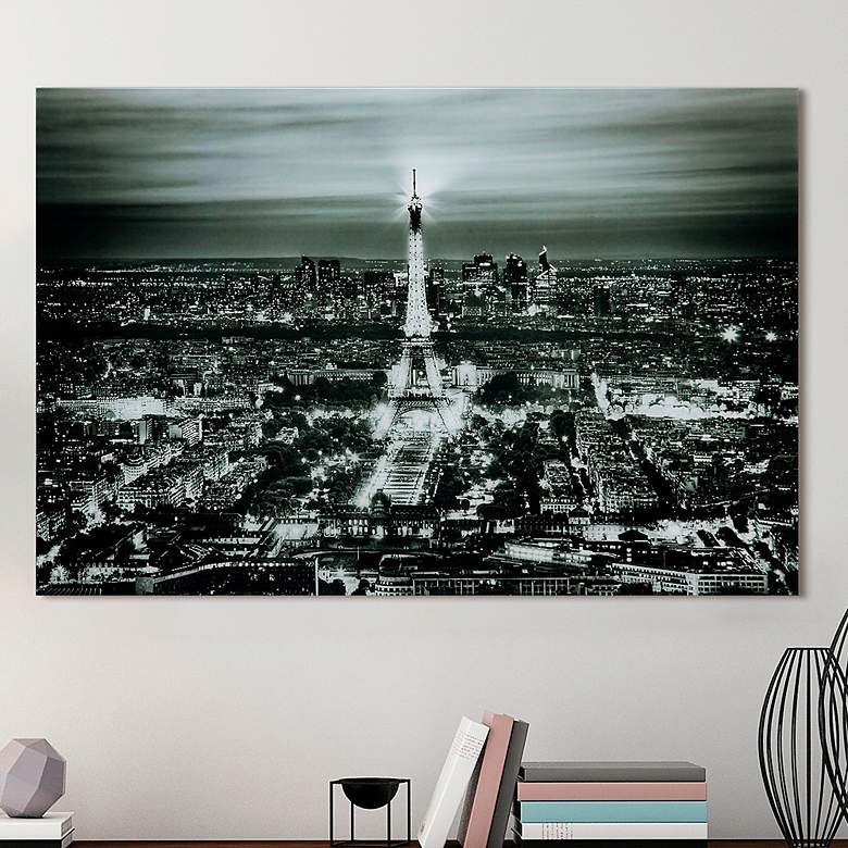 Image 1 Paris Night 50 3/4 inchW Free Floating Glass Graphic Wall Art