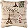 Paris Stamp 18" Square Decorative Printed Pillow