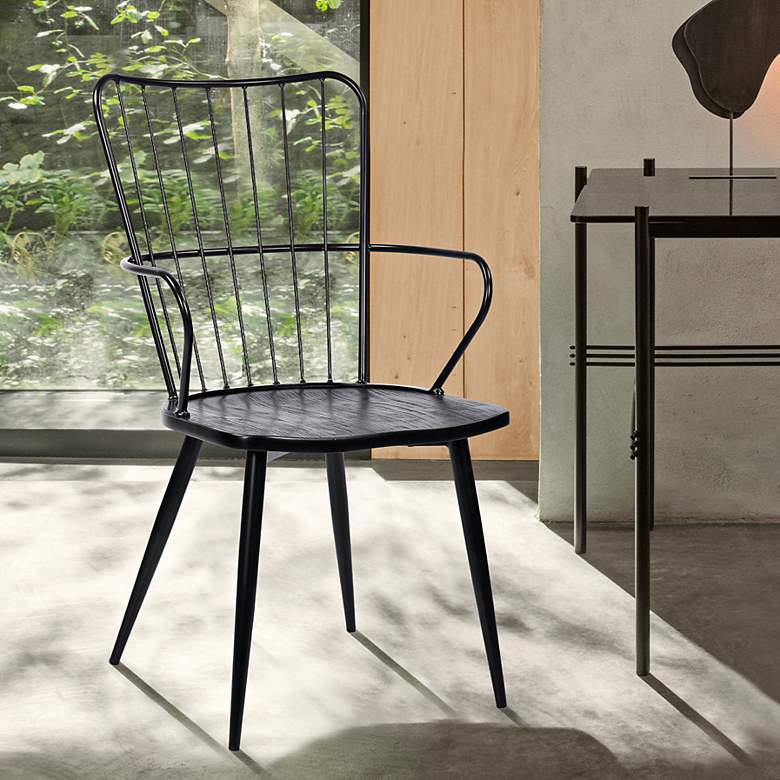 Image 1 Parisa Black Steel and Wood Accent Dining Chair