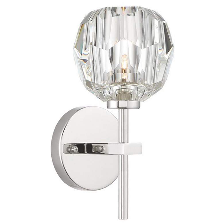 Image 1 Parisian 12 Inch Crystal Candle Wall Sconce in Polished Nickel