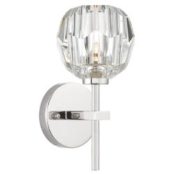 Parisian 12 Inch Crystal Candle Wall Sconce in Polished Nickel