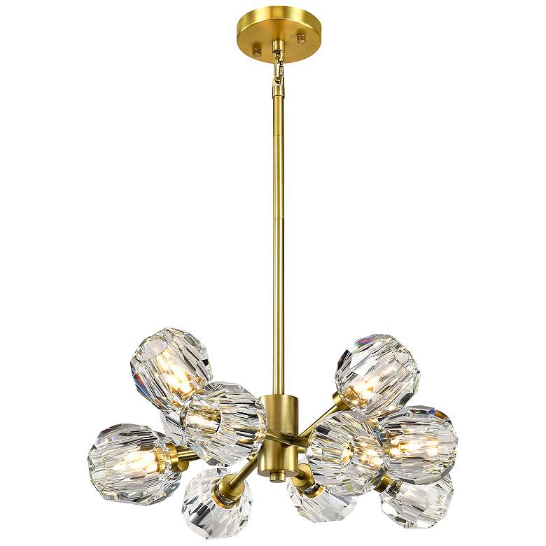 Image 1 Parisian 12-Light 24 Inch Modern Sputnik Aged Brass Crystal Chandelier