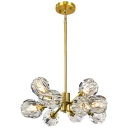 Parisian 12-Light 24 Inch Modern Sputnik Aged Brass Crystal Chandelier