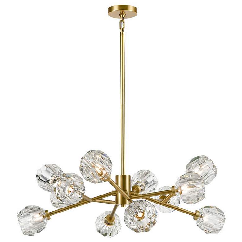 Image 1 Parisian 12-Light 35 Inch Modern Sputnik Aged Brass Crystal Chandelier