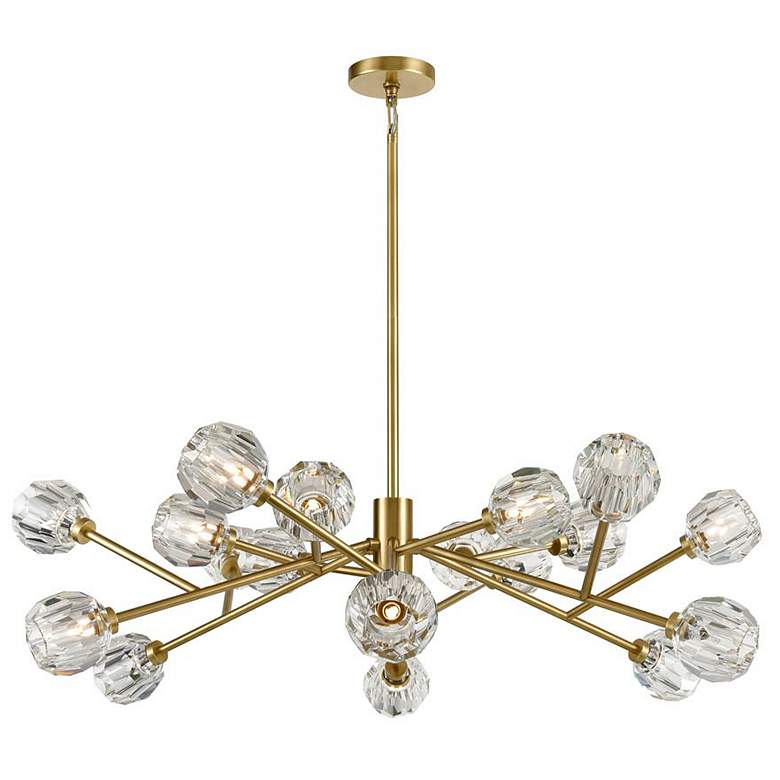 Image 1 Parisian 18-Light 48 Inch Modern Sputnik Aged Brass Crystal Chandelier