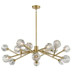 Parisian 18-Light 48 Inch Modern Sputnik Aged Brass Crystal Chandelier