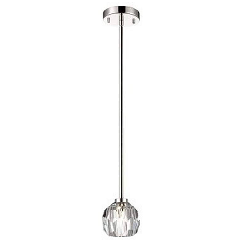 Image 1 Parisian 5 Inch Single Polished Nickel Crystal Mini-Pendant