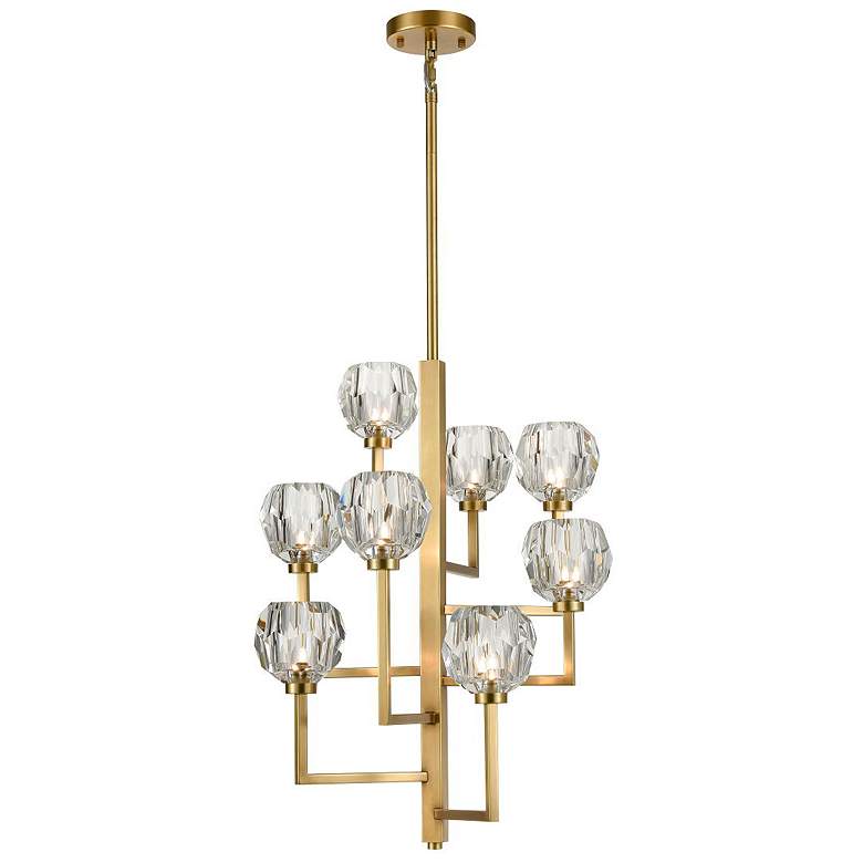 Image 1 Parisian 8-Light 20 Inch Vertical Aged Brass Crystal Chandelier
