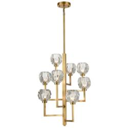 Parisian 8-Light 20 Inch Vertical Aged Brass Crystal Chandelier