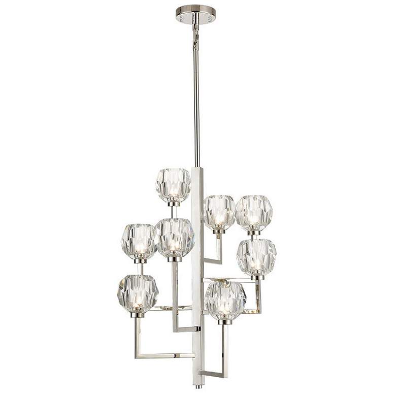 Image 1 Parisian 8-Light 20 Inch Vertical Polished Nickel Crystal Chandelier