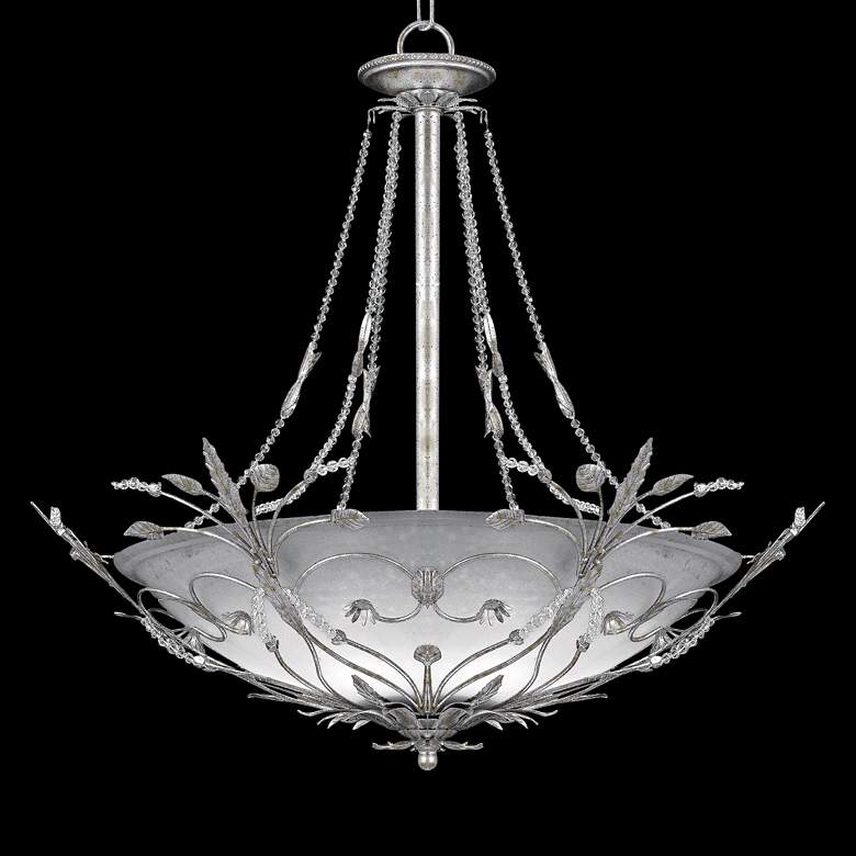 Image 1 Parisian Collection 25 inch 6-Light Silver Leaf Crystal Pendant