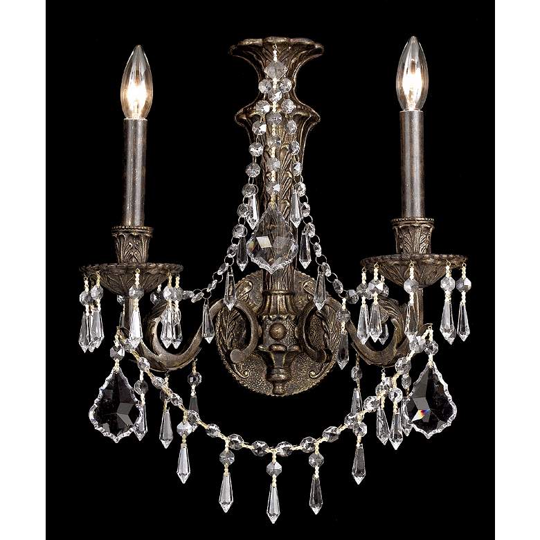 Image 1 Parisian Iron and Crystal Two Light Wall Sconce