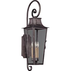 Parisian Square 34 1/2&quot; High Aged Pewter Outdoor Wall Light