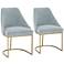Parissa 22 1/4" Blue Coastal Velvet and Gold Dining Chairs Set of 2