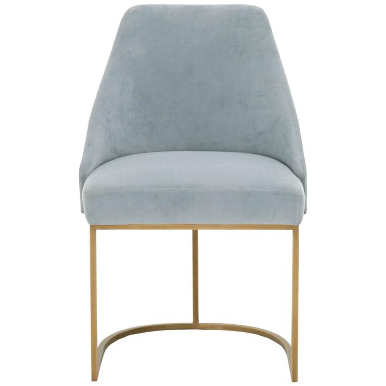 Image 2 Parissa 22 1/4" Blue Coastal Velvet and Gold Dining Chairs Set of 2 more views