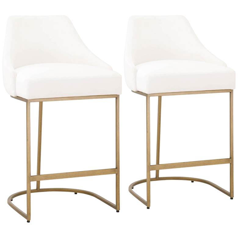 Image 1 Parissa 26" Peyton-Pearl and Gold Counter Stools Set of 2