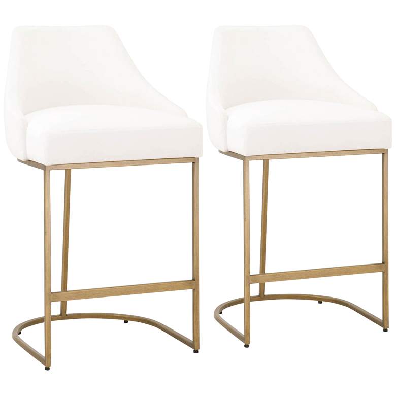 Image 1 Parissa 26 inch Peyton-Pearl and Gold Counter Stools Set of 2