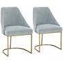 Parissa Coastal Velvet and Gold Dining Chairs Set of 2