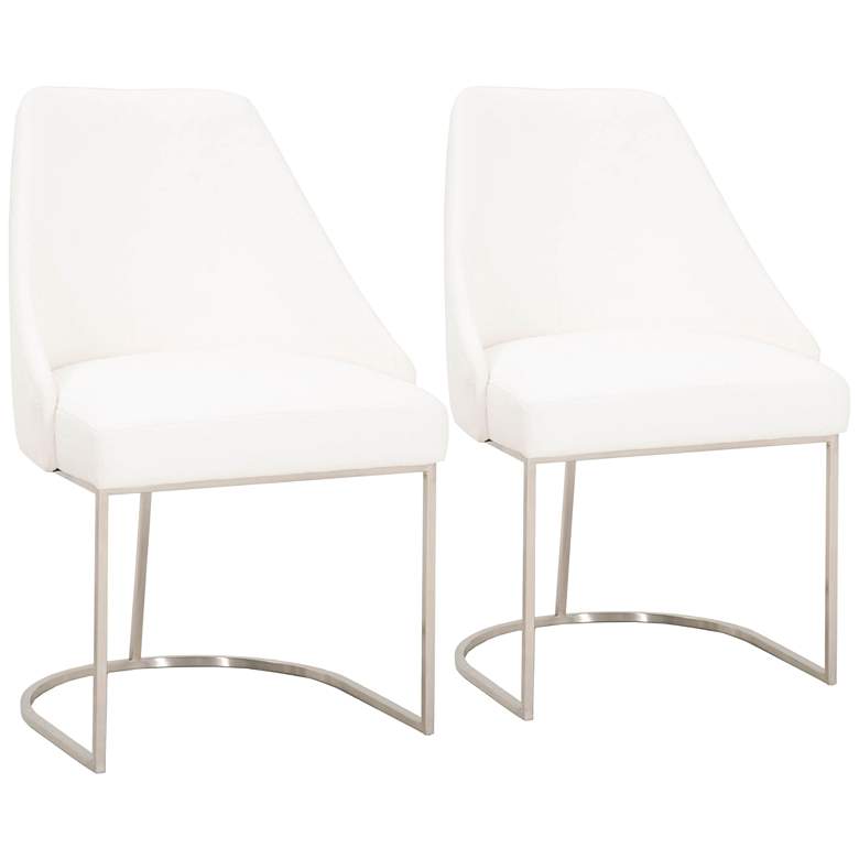 Parissa Peyton-Pearl w/ Brushed Steel Dining Chairs Set of 2