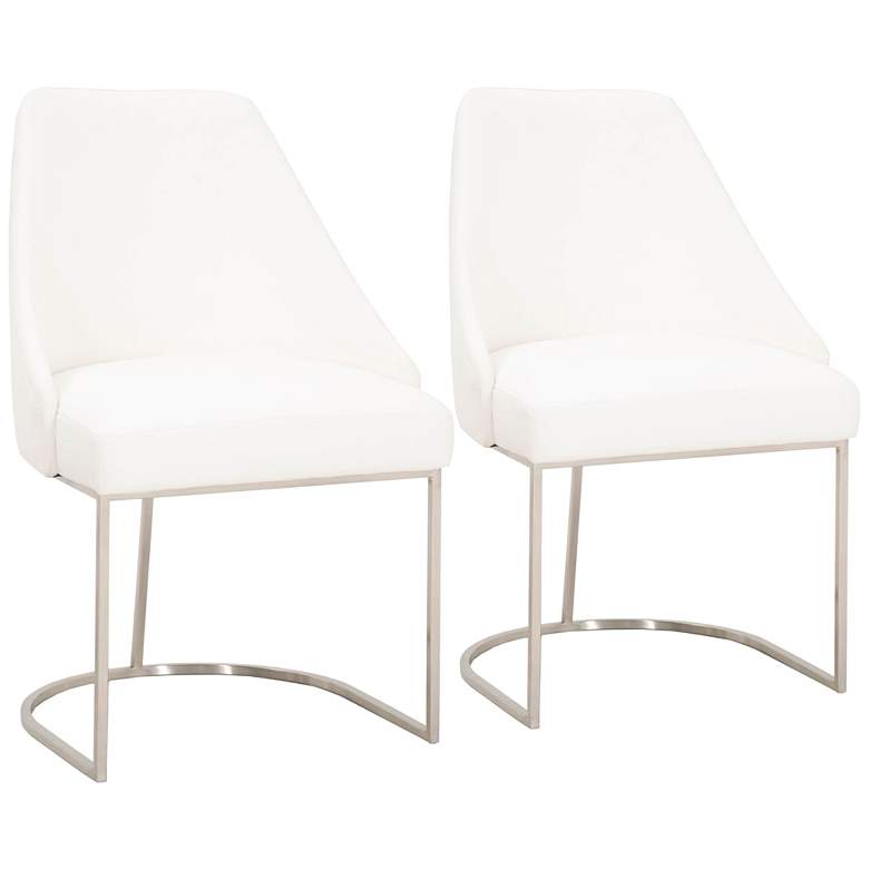 Image 1 Parissa Peyton-Pearl w/ Brushed Steel Dining Chairs Set of 2