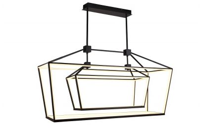 Image 2 Park Ave. 54"W Double Carriage LED Linear Chandelier in Black more views
