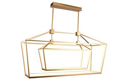 Image 2 Park Ave. 54"W Double Carriage LED Linear Pendant in Gold more views