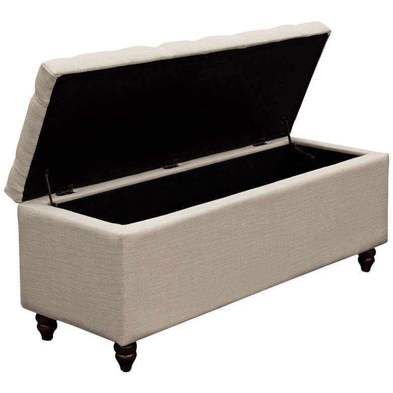 Image 2 Park Ave Desert Sand Linen Tufted Lift-Top Storage Trunk more views