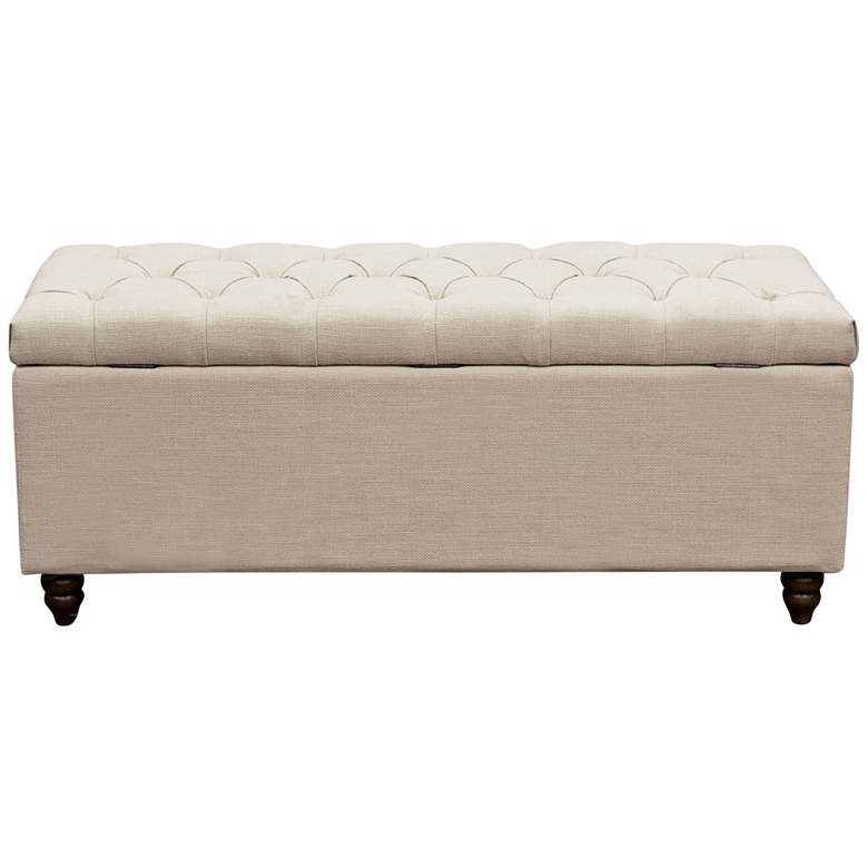 Image 5 Park Ave Desert Sand Linen Tufted Lift-Top Storage Trunk more views