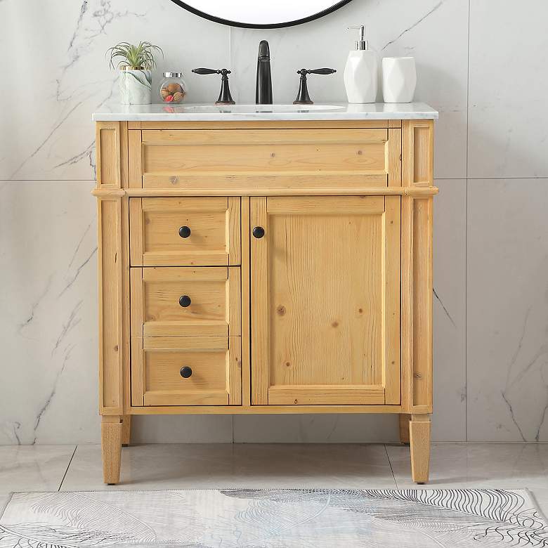 Image 1 Park Avenue 32"W Natural Wood Single Sink Bathroom Vanity