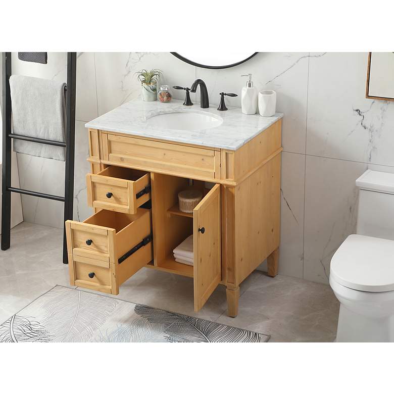 Image 5 Park Avenue 32"W Natural Wood Single Sink Bathroom Vanity more views