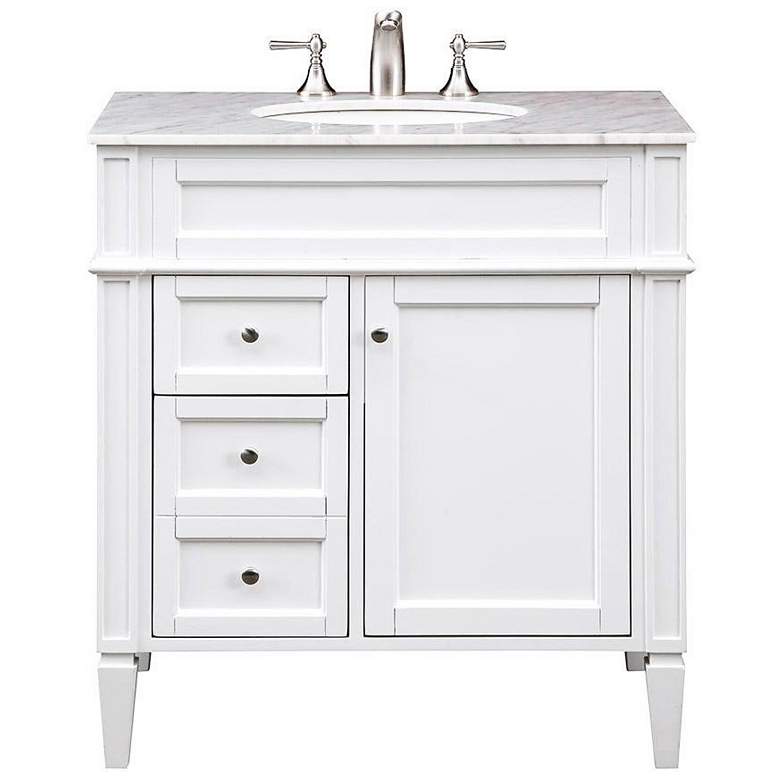 Image 1 Park Avenue 32"W White 2-Drawer Single Sink Bathroom Vanity