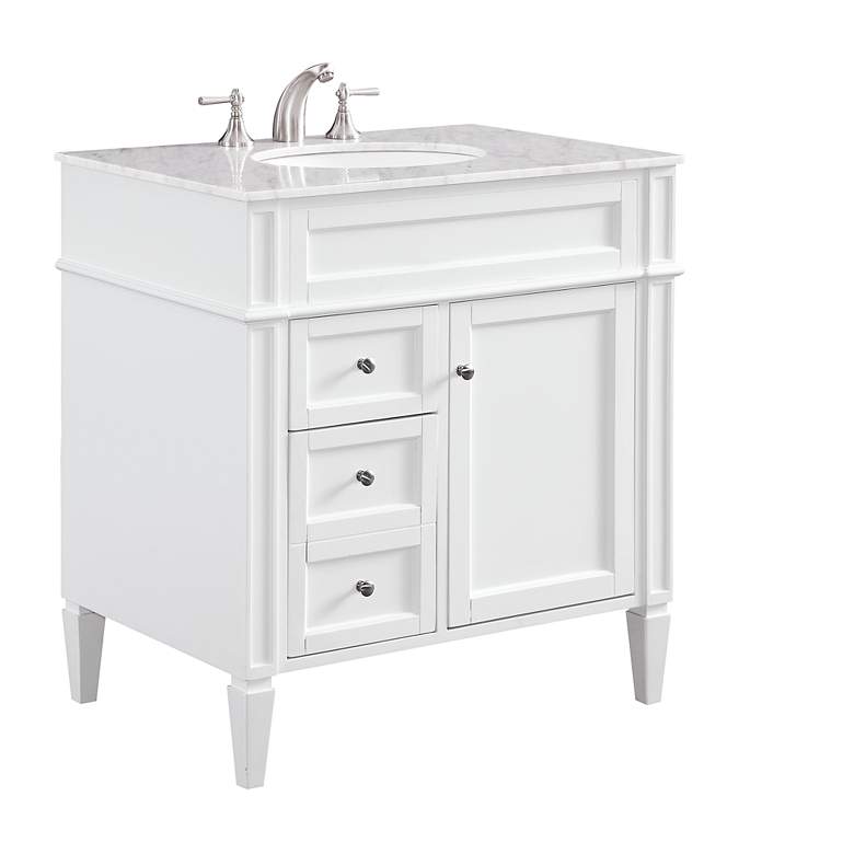 Image 2 Park Avenue 32"W White 2-Drawer Single Sink Bathroom Vanity more views