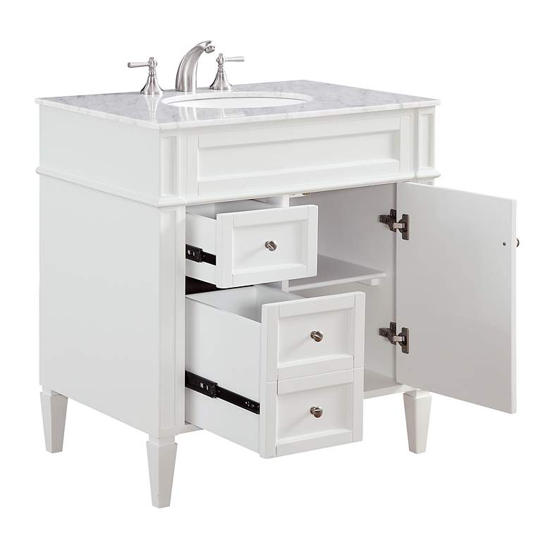 Image 6 Park Avenue 32"W White 2-Drawer Single Sink Bathroom Vanity more views