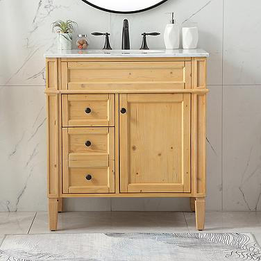Park Avenue 32"W Natural Wood Single Sink Bathroom Vanity